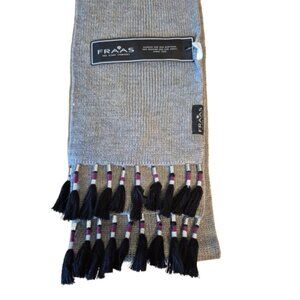 NWT Fraas Skinny Knit Grey Scarf with Tassels